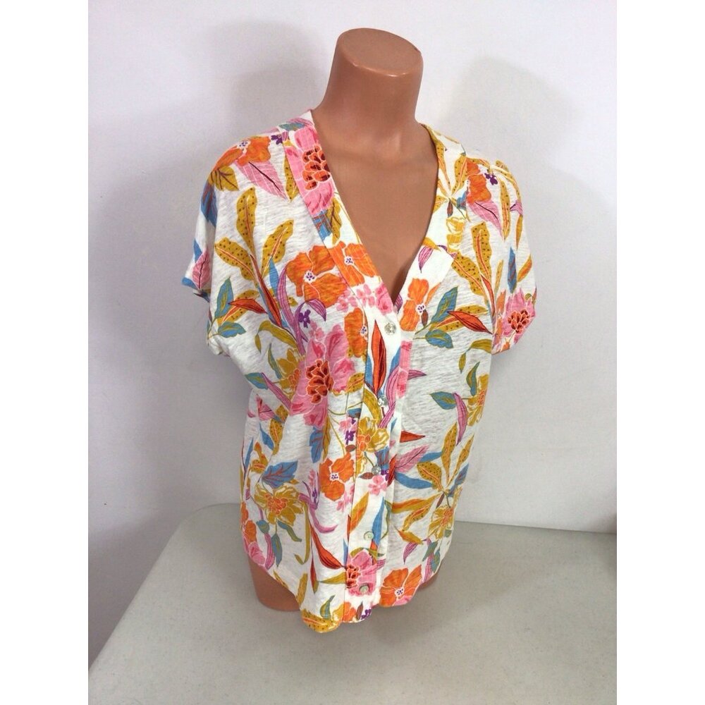 CC California Floral Linen Shirt Womens XL - Picture 4 of 6